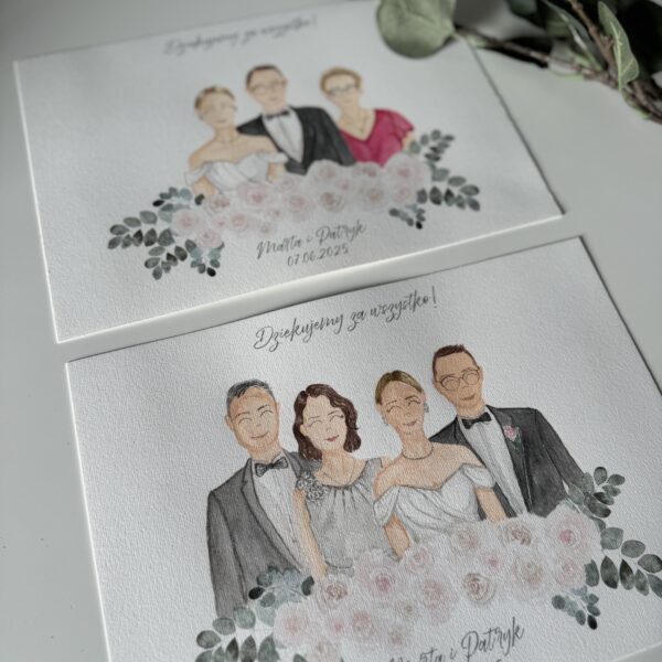 Portret akwarelowy A4 podziękowanie dla rodziców