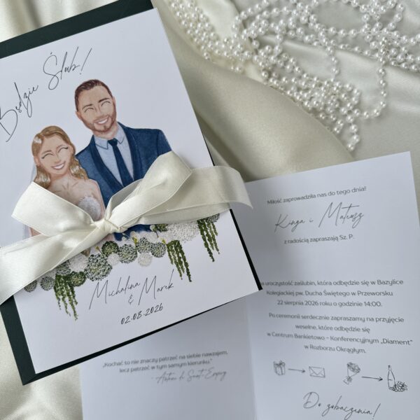 Zaproszenie z portretem Pary Młodej