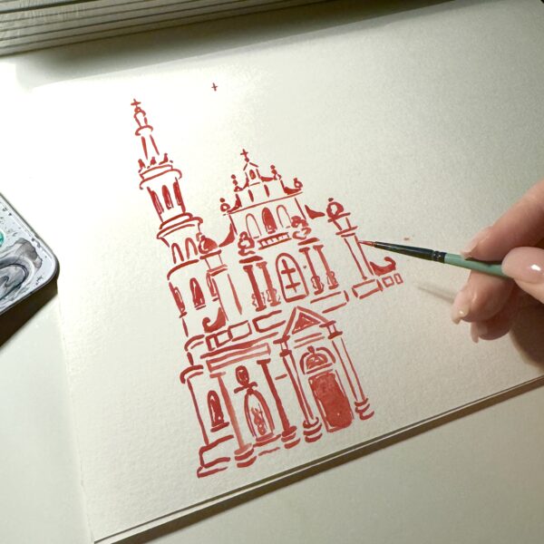 Namalowanie projektu budynku do papeterii