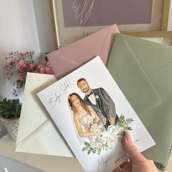 Zaproszenie z portretem Pary Młodej