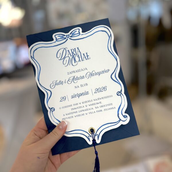 Eleganckie zaproszenie z kokardką